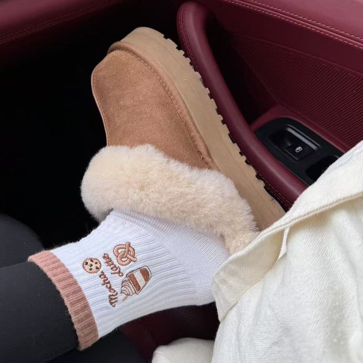 Brown, Mocha, Coffee, Latte, Pretzel, Cookie, Chocolate Non-slip Grip Socks for Pilates, yoga, barre, and daily wearing