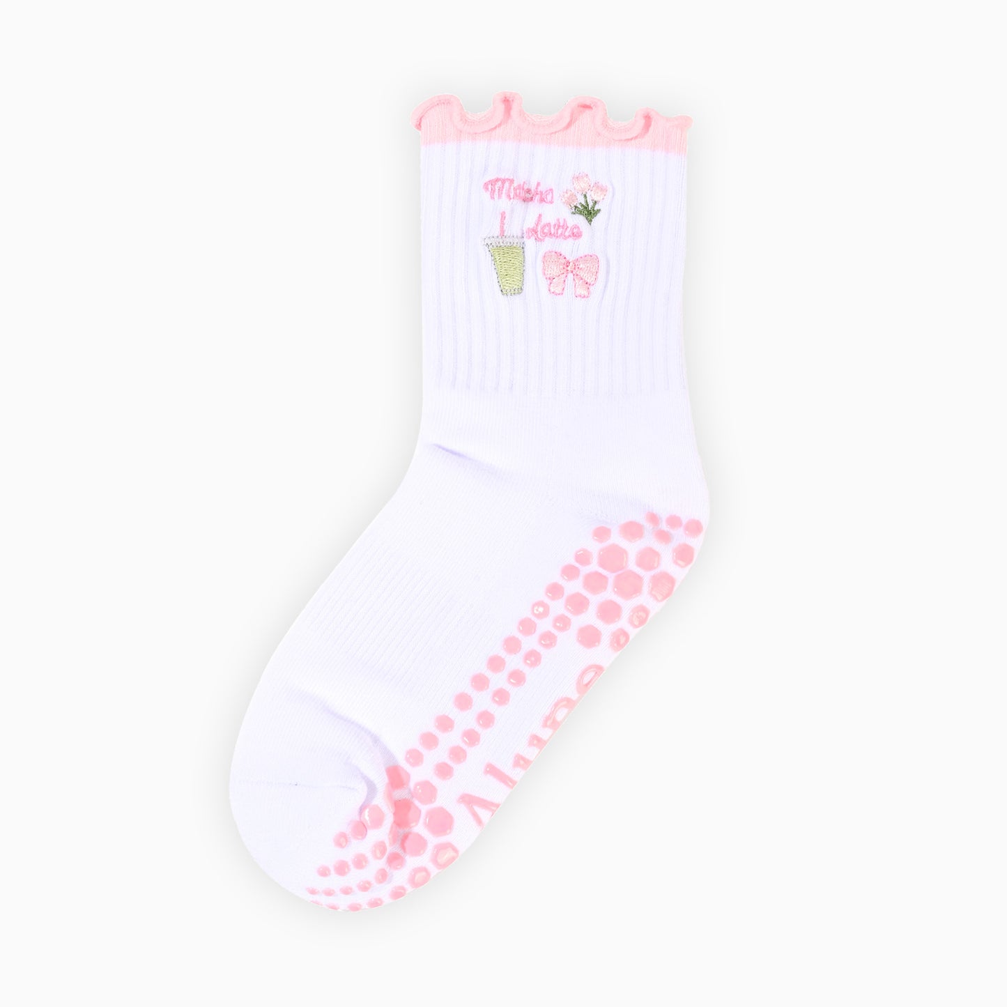 Pink Matcha Grip Socks