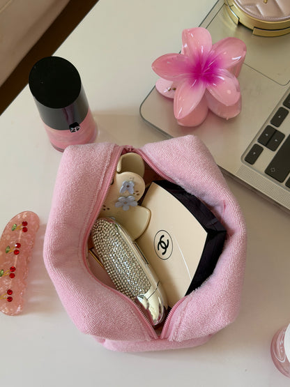 Pink Puff Makeup Bag