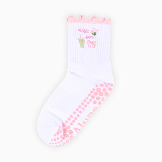 Pink Matcha Grip Socks